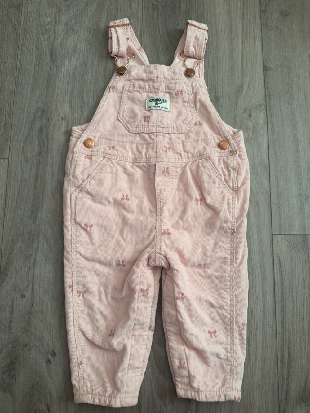 OshKosh B'gosh Light Pink Bow Print Overalls